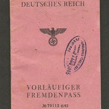 German 3rd Reich Alien Passport - Paper