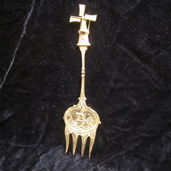 Holland Dutch Sterling ? Windmill Serving Fork - Sterling Silver