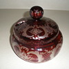 Ruby Bohemian glass candy dish