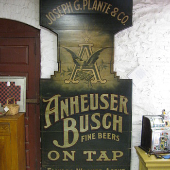 Antique Anheuser Busch Tavern Beer Sign circa 1890 Painted On Wood