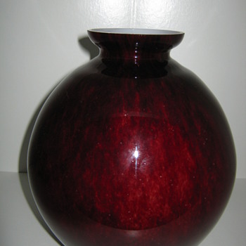 Kralik oxblood large ball vase Czechoslovakia - Art Glass