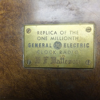 Replica of the one millionth General Electric Clock Radio W.F. Matteson