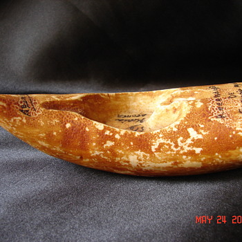 Antique Whale Tooth Souvenir Of The Azores Ash Tray - Folk Art