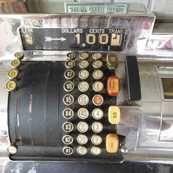 1930s Art Deco Large Chrome National Cash Register - Art Deco