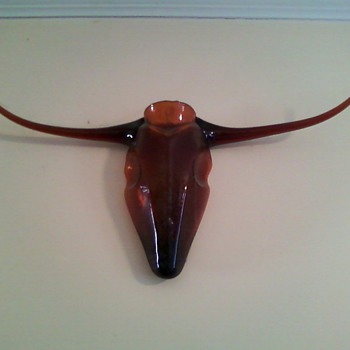 Glass longhorn ? cow wall vase or sconce app. 24 inch wide 