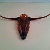 Glass longhorn ? cow wall vase or sconce app. 24 inch wide 