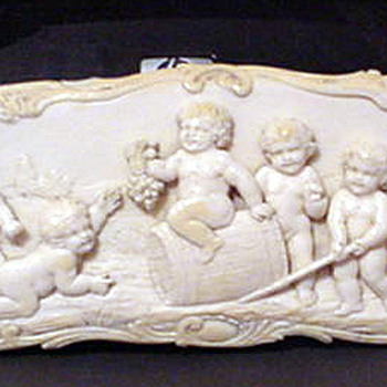 Huge and rare pre ban ivory cameo of cherubs