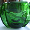BLOWN GLASS  Forest Green  -FACE VASE- Who Dunnit?