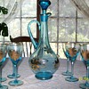 blue crystal wine decanter
