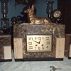 Art Deco Nefer-Temu Pharaoh Hound Clock and  Garnitures case with Henri Japy Freres Movement, 1920-25