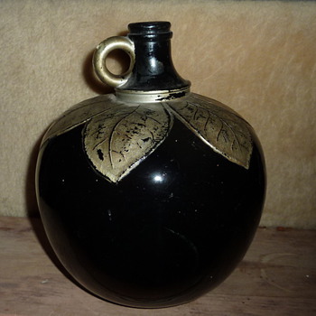 Art Nouveau bottle with painted silver Leaves NJ - Bottles