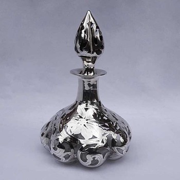 Silver overlaid glass Decanter - Art Glass