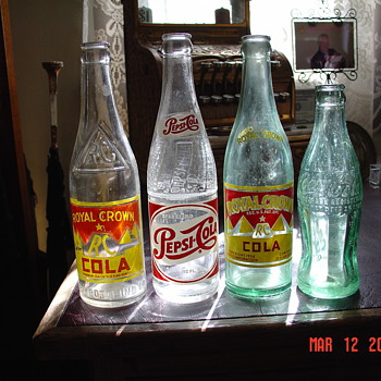 Old Soda Bottles...Royal Crown...Pepsi-Cola...CocaCola...From The 20's To The 50's