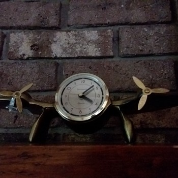1983 Sarasparilla Solid Bronze Art Deco Airplane Alarm Clock - Art Deco