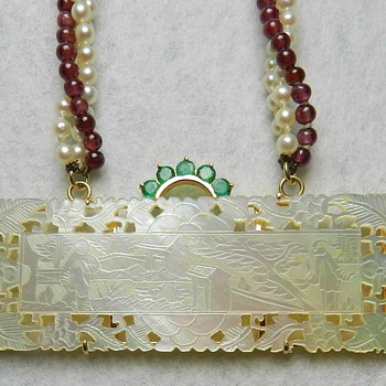 14k Gold, Emeralds, Pearls, & Garnets - 19th Century Chinese Gambling Token