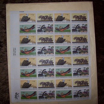 Full sheet (32 stamps) 1970 Commerative 6c Us Postage four styles
