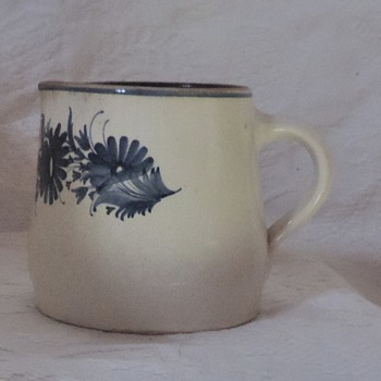 Salt glazed Pottery blue flower pitcher - Art Pottery