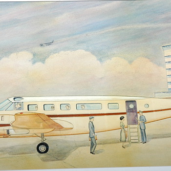 Like to get some I.D. on this artist..early 50's commerial airliner. Thanks - Advertising