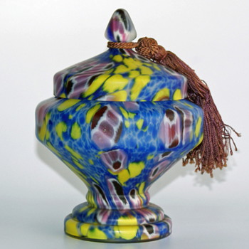 Beautiful Art Deco Lidded Candy jar/dish with Pink Milefiori and Satin finish - Art Glass
