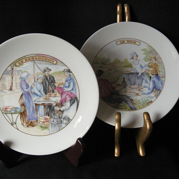 APILCO  FRANCE PORCELAIN  DECORATIVE CHEESE PLATES (6 PLATES) - China and Dinnerware