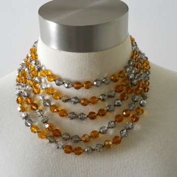 Marvella Smoke and Amber Crystal Necklace - Costume Jewelry