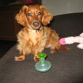 Small Green Papillon Vase - Art Glass