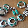 ANTIQUE SCOTTISH SILVER MALACHITE JUWELRY  