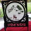 HAND CARVED FRAME WITH NEEDLE POINT PICTURE