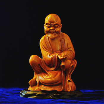 Antique Chinese Qing period Carved Boxwood Monk(Luohan) - Asian