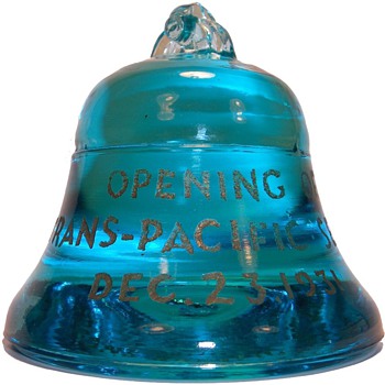 Opening of Trans-Pacific Glass Bell Paperweight - Telephones