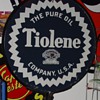 The Pure Oil Company...Tiolene...Double Sided Porcelain Pedastal Sign...Dated 1932...Two Colors