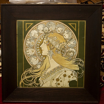 Alphonse Mucha  Zodiac print in original frame - Art Nouveau