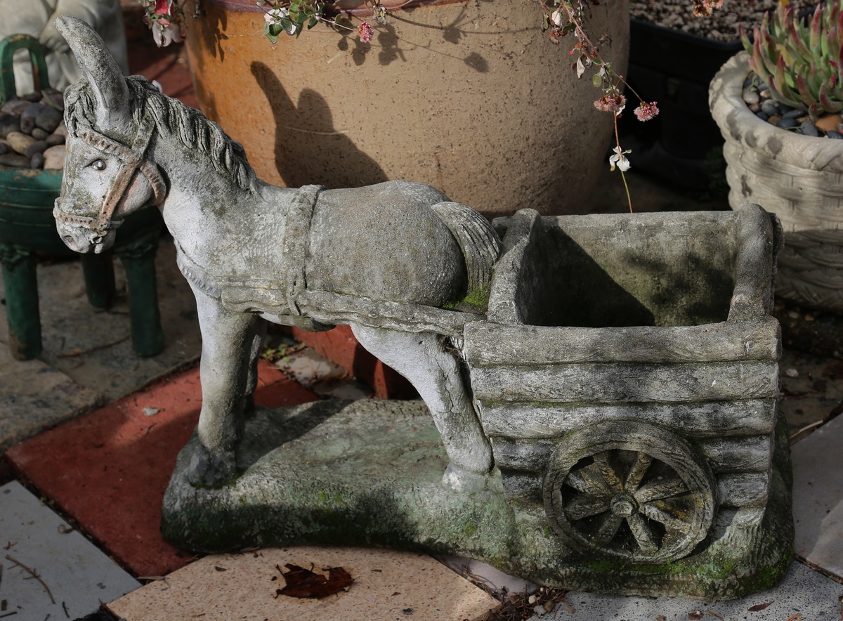 Donkey Pulling a Cart Cast Stone Planter Collectors Weekly