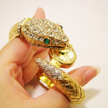 Vintage Kenneth Jay Lane for Sheffield Snake Watch Bangle