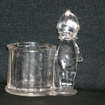 KEWPIE GLASS CANDY CONTAINER