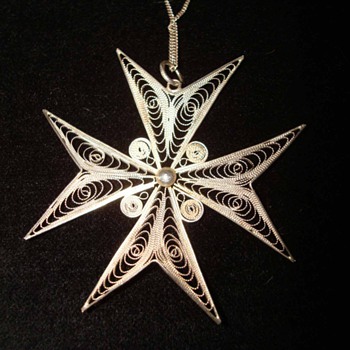 Sterling Filigreed Maltese Cross Pendant - Fine Jewelry