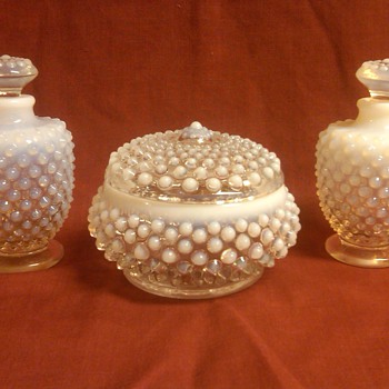 Fenton French Opalescent Hobnail Vanity Set - Glassware