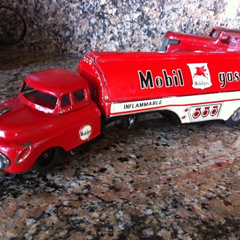 1959 Japan tin friction Mobil Gas Tanker - Toys