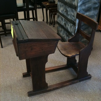 School house wooden student desk