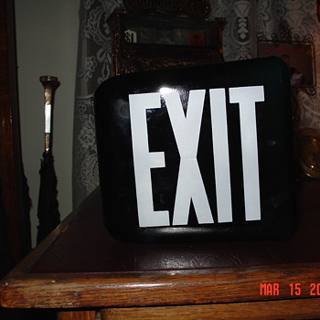 1920's Emerald Green Glass Wedge Shaped Exit Globe - Signs