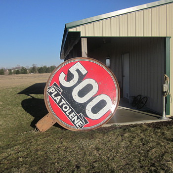 Platolene 500 Double Sided Porcelain Sign 6 foot