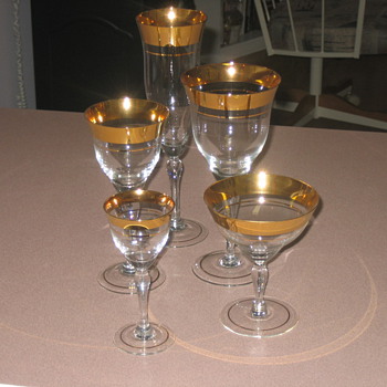 Antique gold rim glass set - Glassware