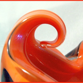 Murano Art Glass Bowl -- with Scroll Tip - Art Glass