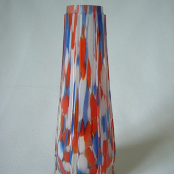 Czech Art Deco Spatter Glass Vase - Art Glass