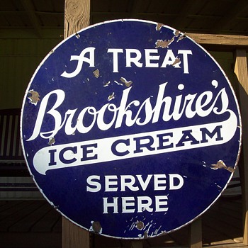 Antique BrookShire's Ice Cream Doubled Sided Porcelain Sign