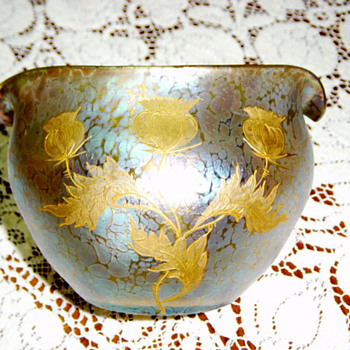 Loetz Enameled Gilt Vase~ signed Steuben