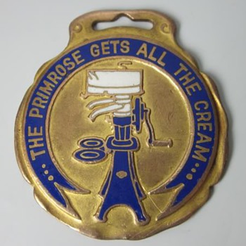 International Harvester Primrose Cream Separator Enamel Watch Fob