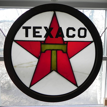 Stained glass "TEXACO" Sign