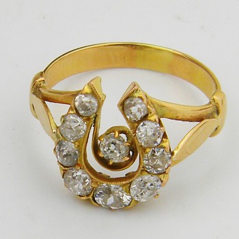 Antique Georgian Diamond Horseshoe 18k Ring 1.65CTW - Fine Jewelry