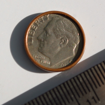 Dime (200?) with Raised Copper Edges